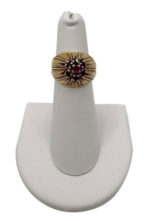 14k Gold Ruby and Sapphire Ring