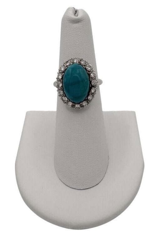 14k Gold Turquoise and Diamond Ring