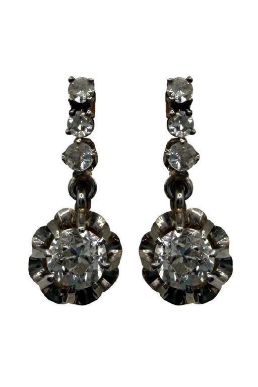 Pair of 14k Gold Diamond Earrings