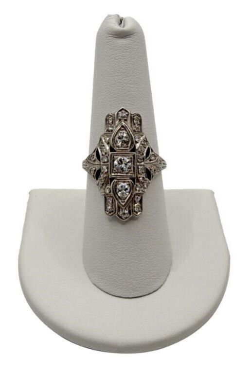 Platinum Diamond and Emerald Ring