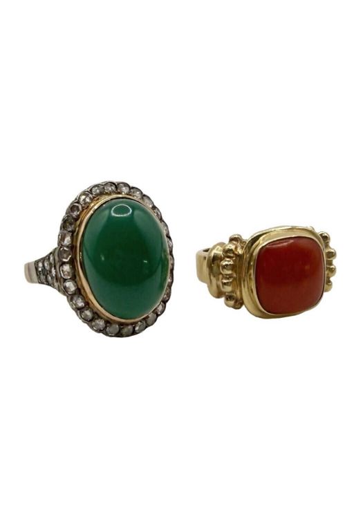 Two Gold Multi-Gem Rings