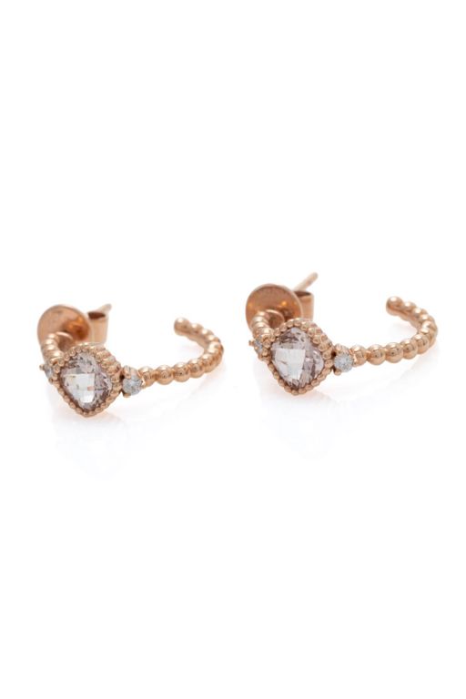 14k Rose Gold Morganite and Diamond Stud Earrings