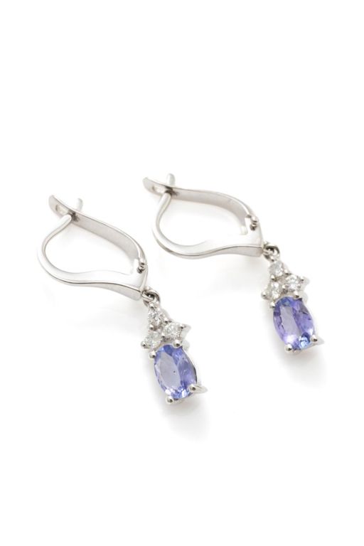 9k White Gold Tanzanite and Diamond Earrings