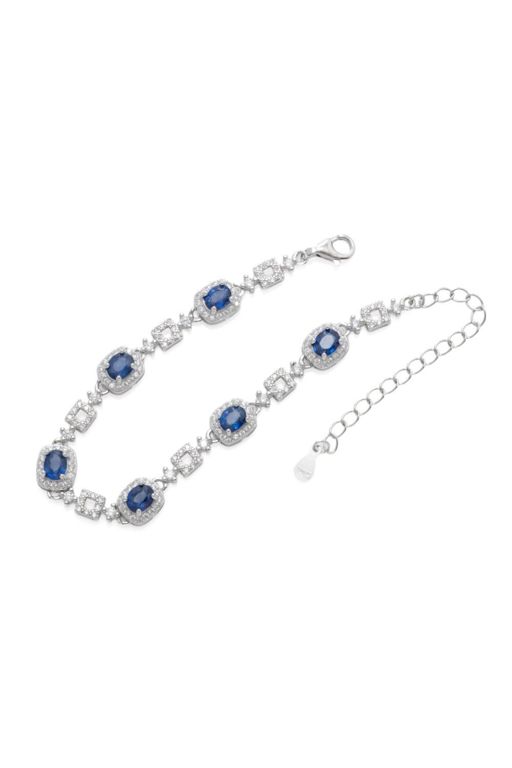 Sterling Silver Sapphire and CZ Tennis Bracelet