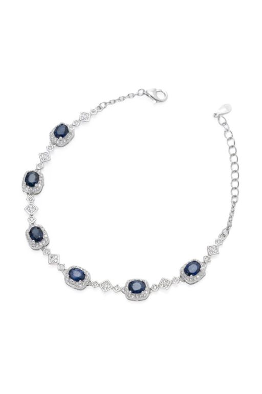 Sterling Silver Sapphire and CZ Bracelet