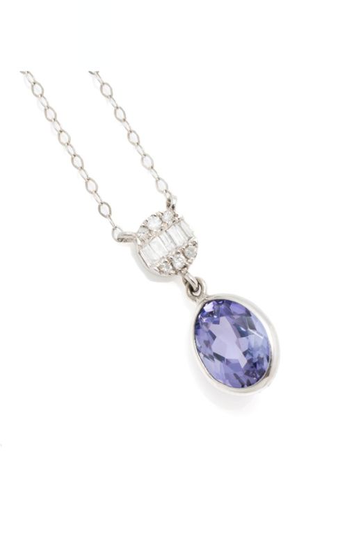 18k Gold Tanzanite and Diamond Pendant Necklace