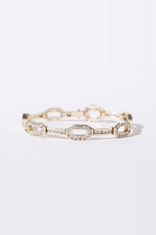 14k Yellow Gold Diamond Link Bracelet