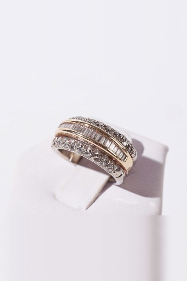 Platinum Diamond and Emerald Ring
