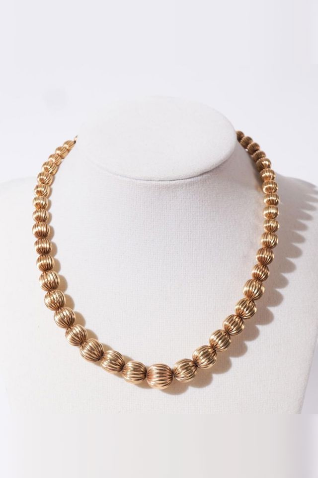 14k Yellow Gold Bead Necklace