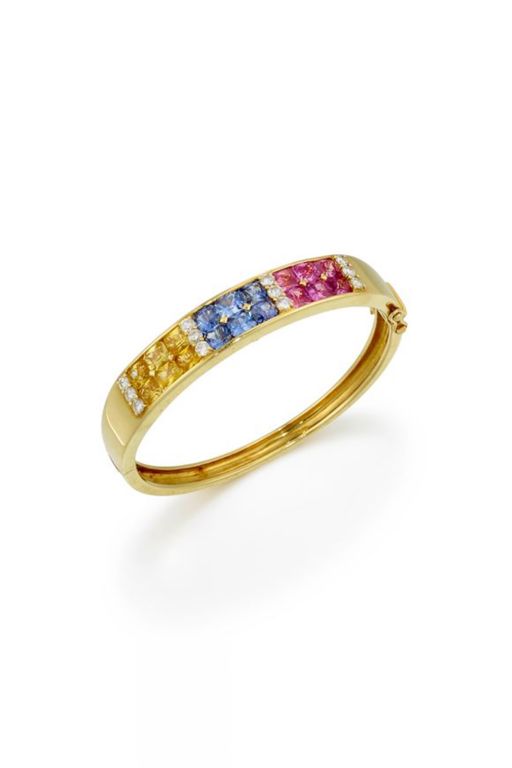 18k Gold Sapphire and Diamond Bracelet