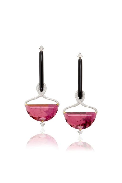 Pair of Platinum Multi-Gem Earrings