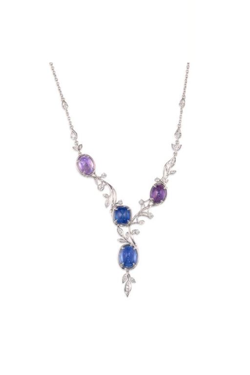 18k White Gold Sapphire and Diamond Necklace