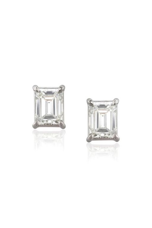 Pair of 14k White Gold Diamond Earrings