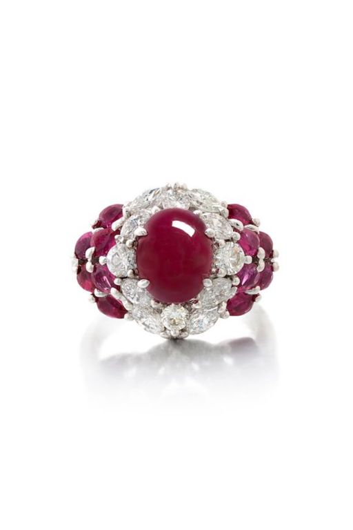 14k White Gold Ruby and Diamond Ring