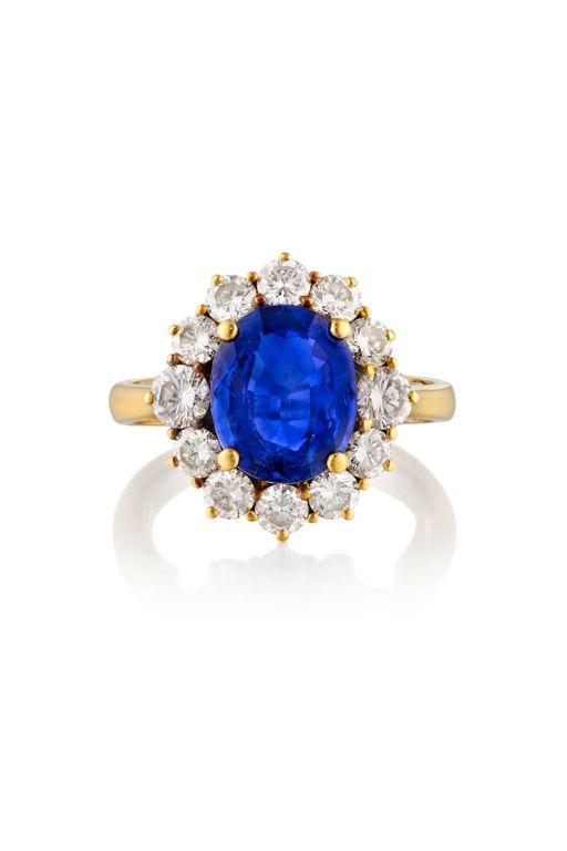 18k Gold Sapphire and Diamond Ring