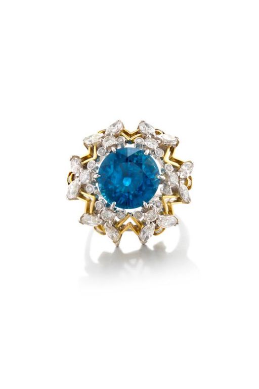 18k Gold Zircon and Diamond Ring