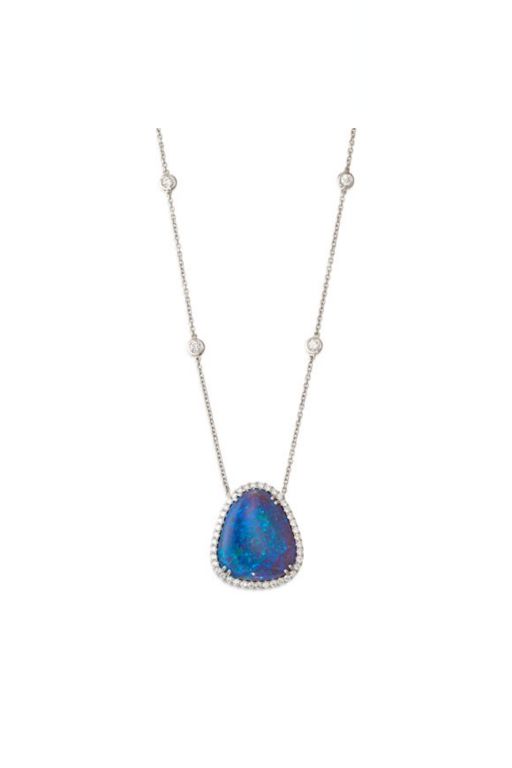Platinum Opal and Diamond Necklace