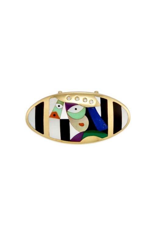 14k Gold Multi-Gem Pendant Brooch