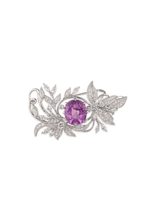 18k Gold Sapphire and Diamond Brooch