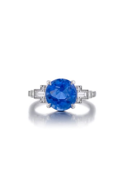 Platinum Sapphire and Diamond Ring