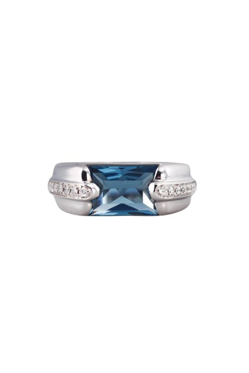 18k Gold Topaz and Diamond Ring