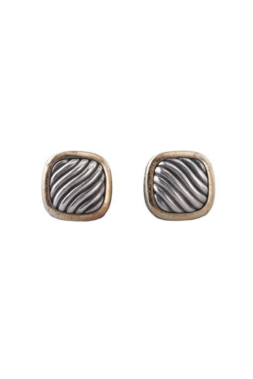Pair of 18k Gold and Sterling Silver Earrings