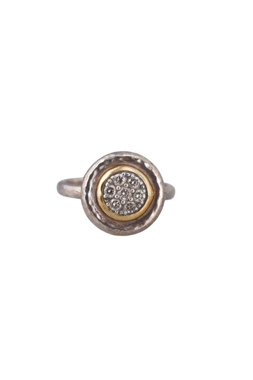 Sterling Silver and Gold Diamond Ring