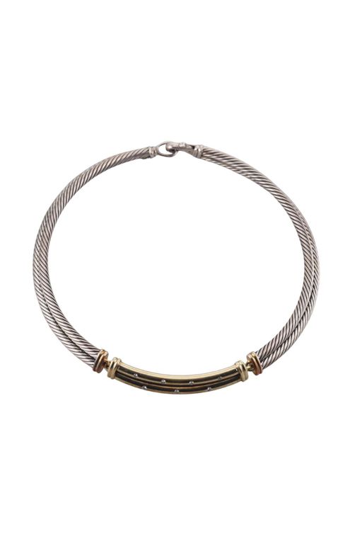 14k Gold and Sterling Silver Diamond Necklace