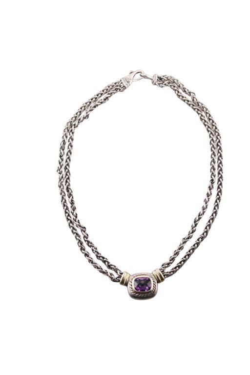 Gold and Sterling Silver Amethyst Pendant Necklace