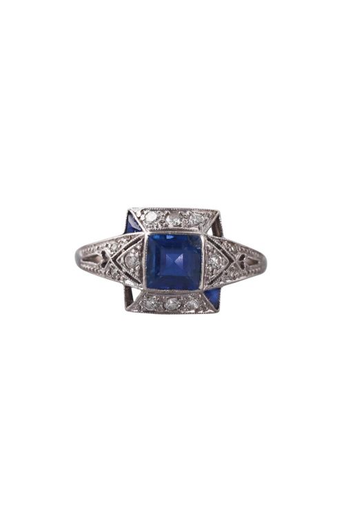 Platinum Sapphire and Diamond Ring