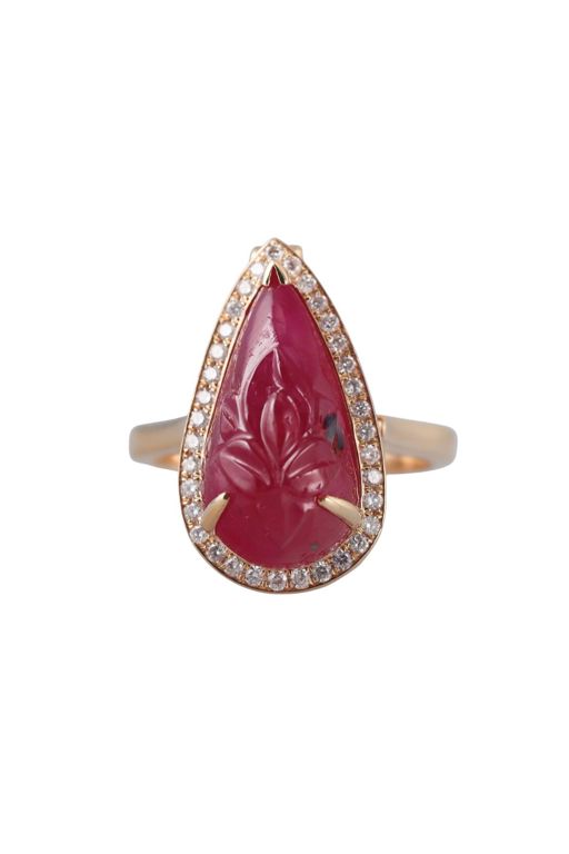 18k Gold Ruby and Diamond Ring/Pendant