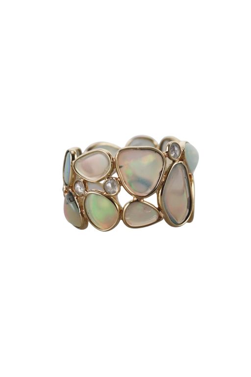 18k Gold Opal and Diamond Ring