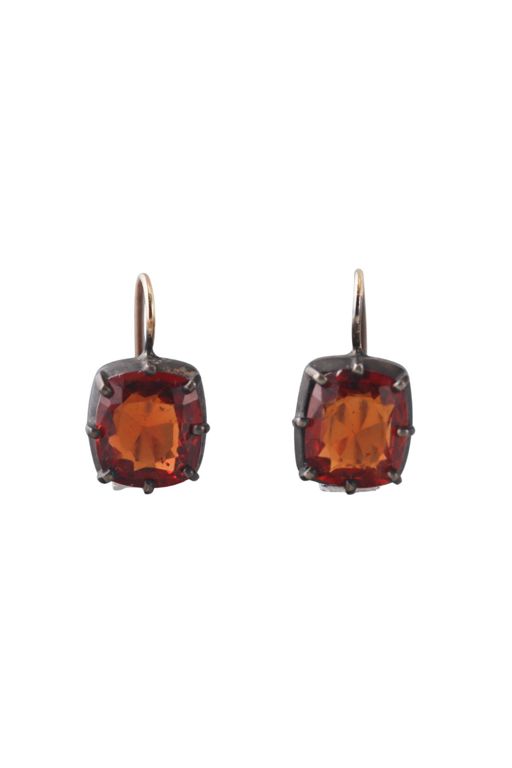 14k Gold, Silver Spessartite Garnet Earrings