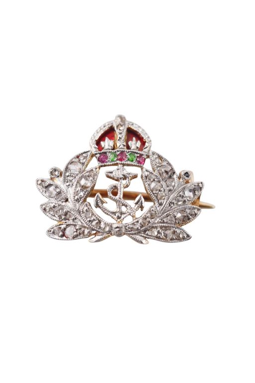 14k Gold, Platinum Multi-Gem Brooch