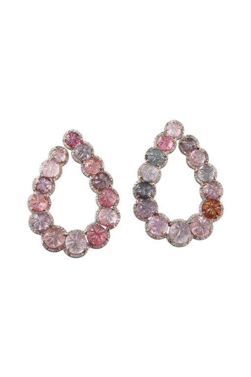 14k Gold, Silver Spinel and Diamond Earrings