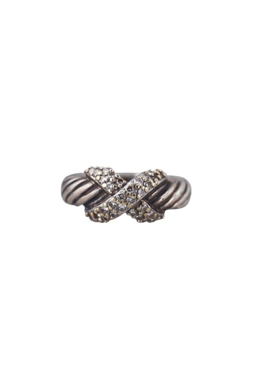 18k Gold and Sterling Silver Diamond Ring