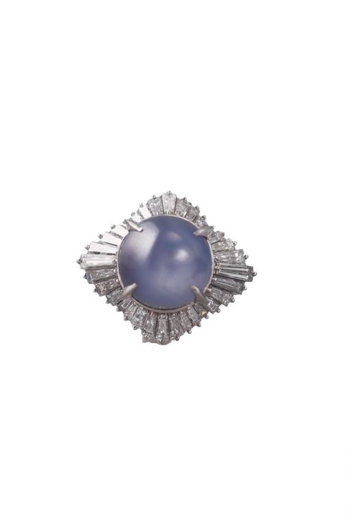 Platinum Sapphire and Diamond Ring
