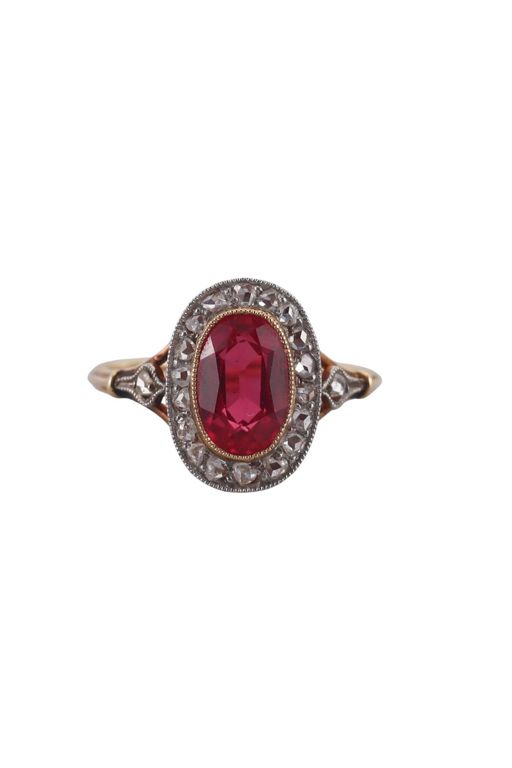 18k Gold, Platinum Ruby and Diamond Ring