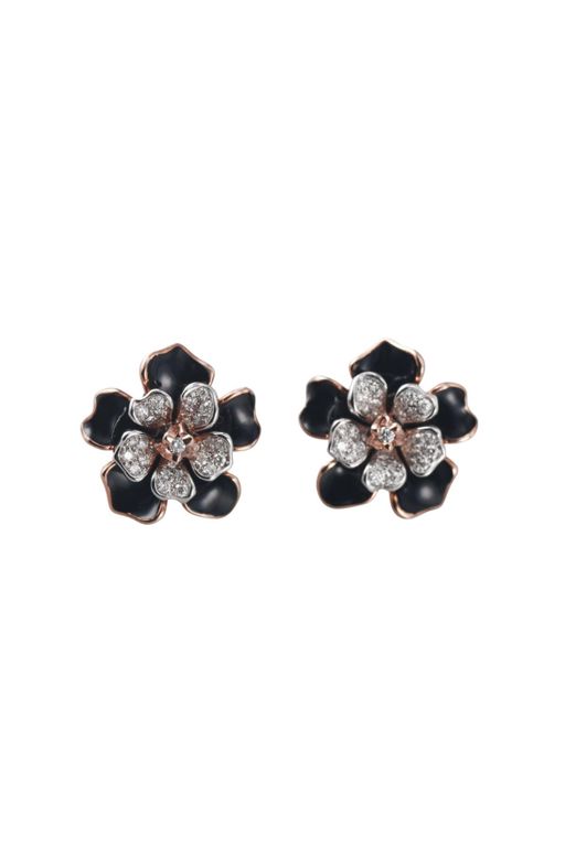 Pair of Gold and Sterling Silver Diamond Earrings