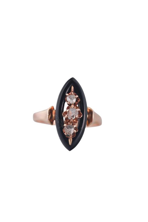 18k Gold Diamond and Onyx Ring