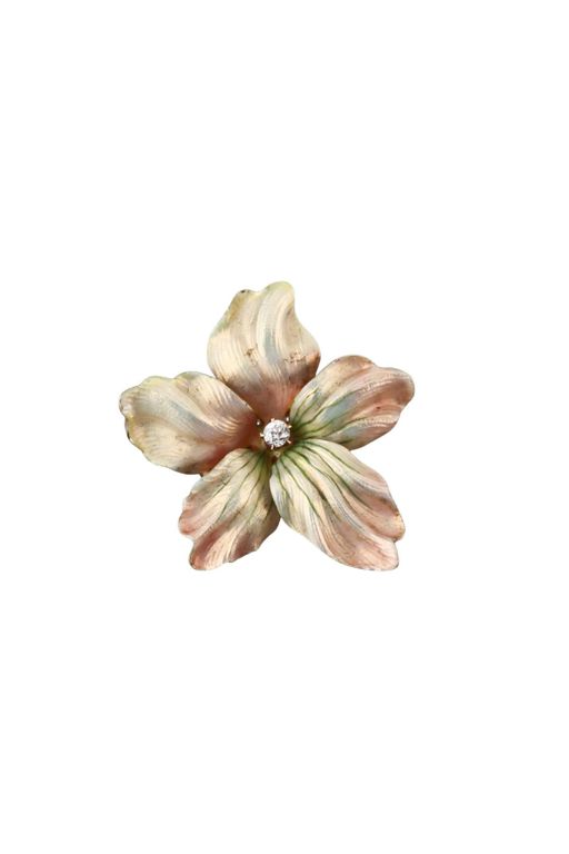 14k Gold Diamond Brooch