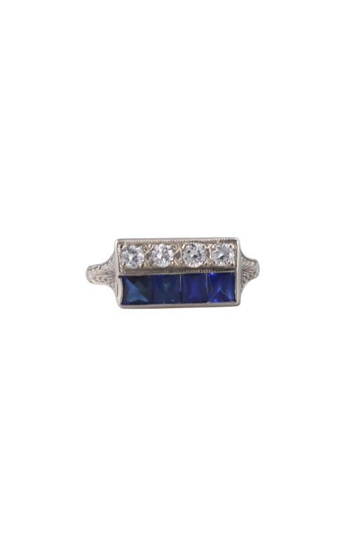 20k Gold Diamond and Sapphire Ring