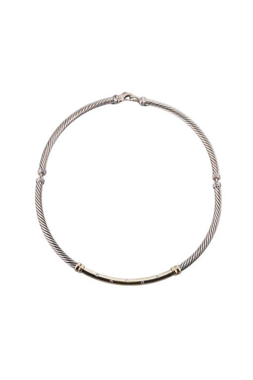 14k Gold and Sterling Silver Diamond Necklace