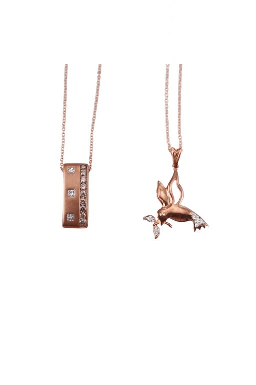 Two 9k Gold Diamond Pendant Necklaces