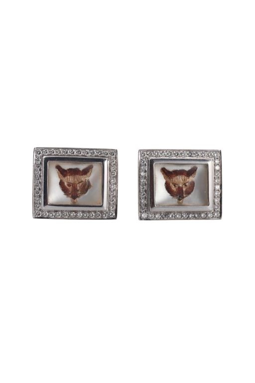 18k Gold Diamond and Crystal Cufflinks