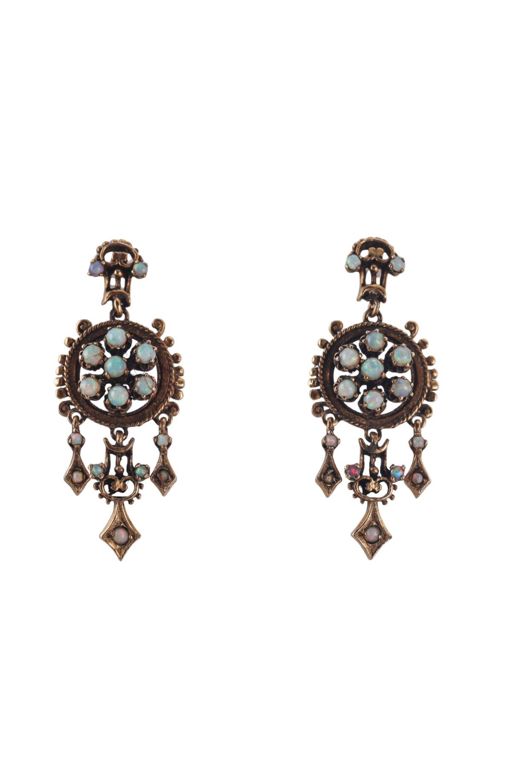 Pair of 14k Gold Opal Earrings