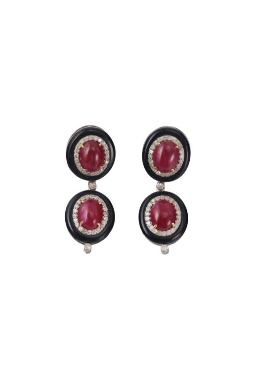 14k Gold Sterling Silver Multi-Gem Earrings