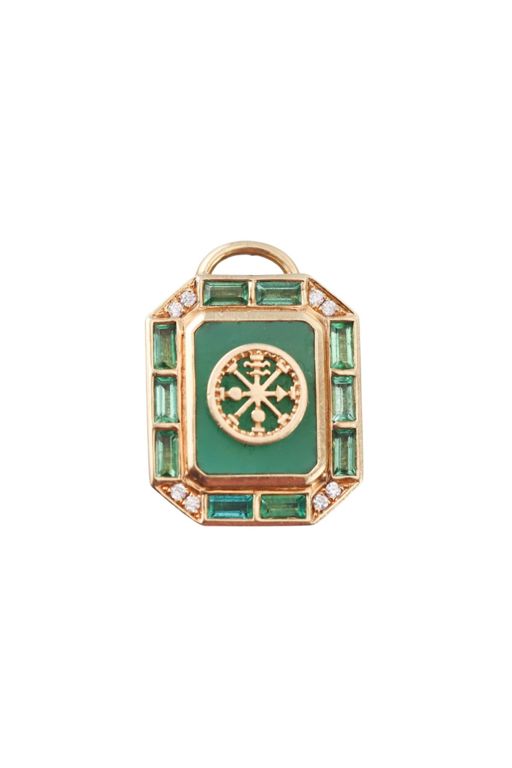18k Gold Emerald and Diamond Pendant