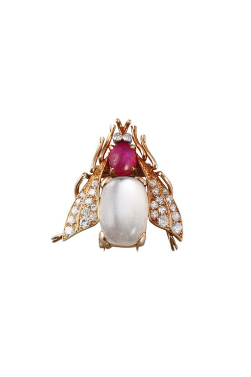 18k Gold Multi-Gem Brooch