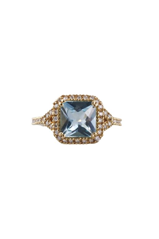 18k Gold Topaz and Diamond Ring